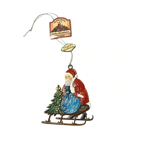 New Kathe Wohlfahrt Santa Loading Sleigh & Santa Riding Rocking Horse Ornaments - Picture 2 of 5